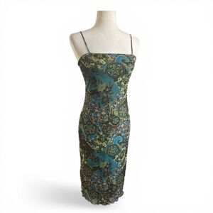 Vintage Jump USA Blue and Green Floral Midi Dress